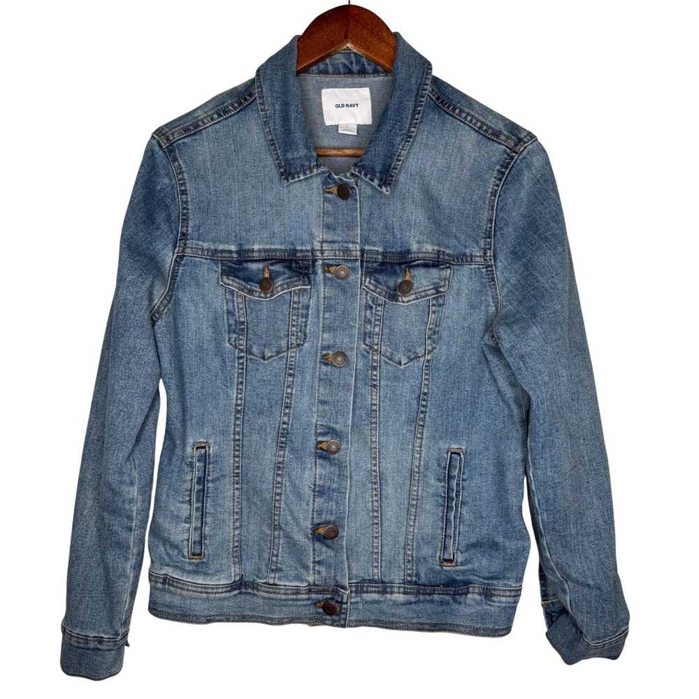 Old Navy Denim Jean Jacket Women's Classic Button Front‎ Casual Blue Sz L